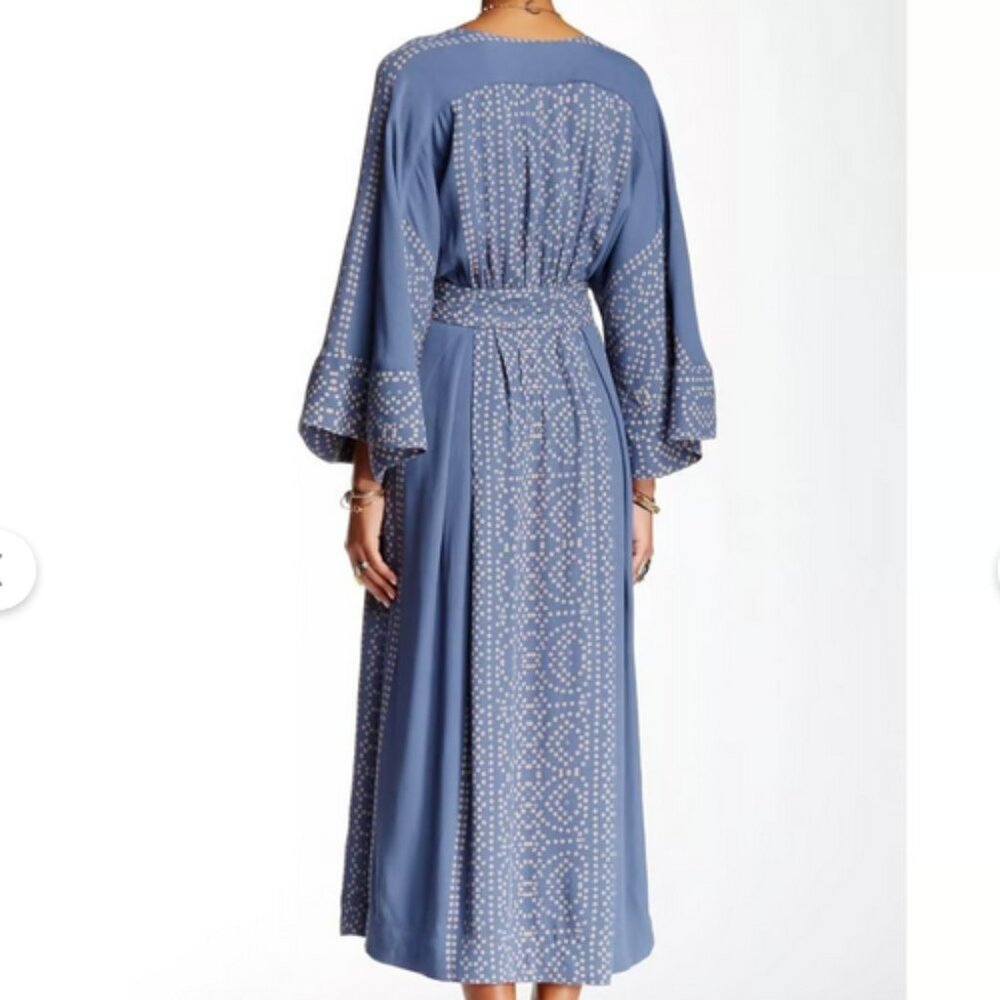 💙 Rare Free People Moroccan Print Kaftan Dress | Size 12 | Boho Gypsy Vibes - Picture 2 of 12